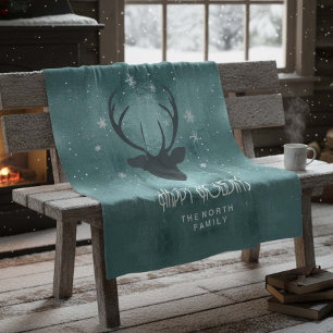 Cobertor De Velo Deer Antlers Silhouette & Snowflakes ID861