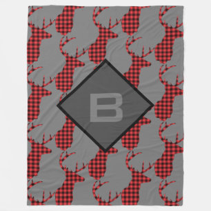 Cobertor De Velo Deer Head Antlers Patterno Buffalo Xadrez Monogram