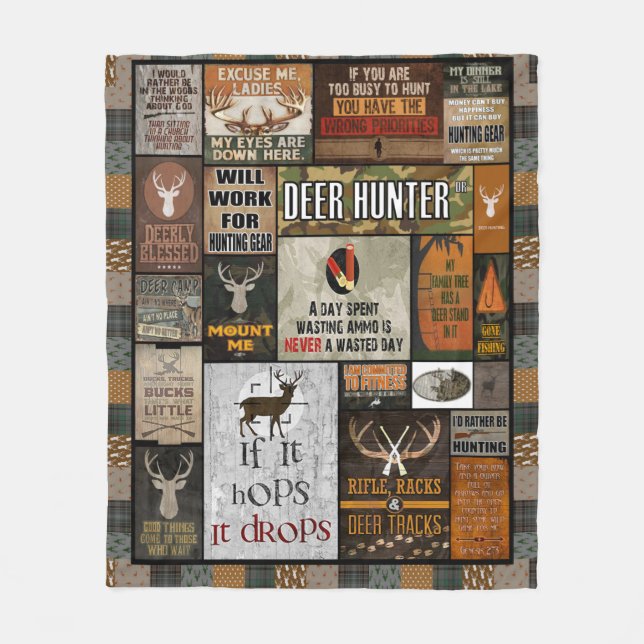 Cobertor De Velo Deer Hunter Blanket De Natal Para Hunter, (Frente)