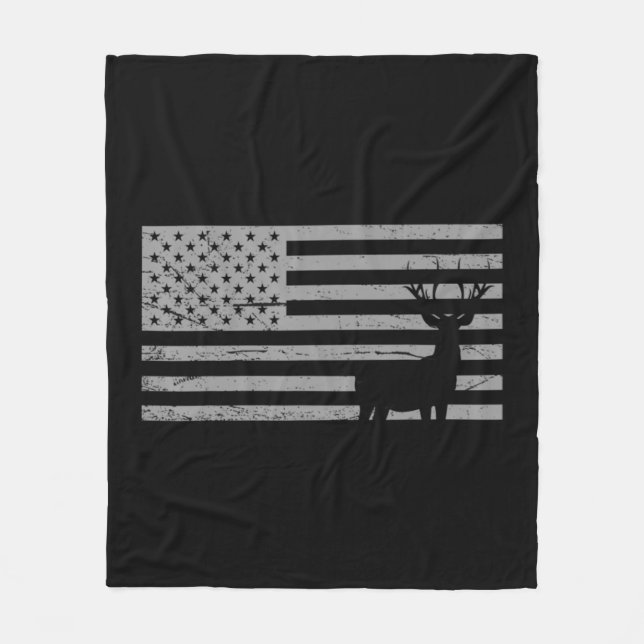 Cobertor De Velo Deer Hunting And America Flag  Hunting Lover Gift (Frente)