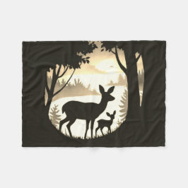 Cobertor De Velo Deer in Forest Clearing Fleece Blanket
