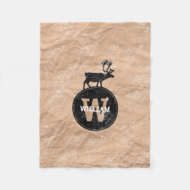 Cobertor De Velo Deer Monogramas - Papel castanho-marrom, russo, af