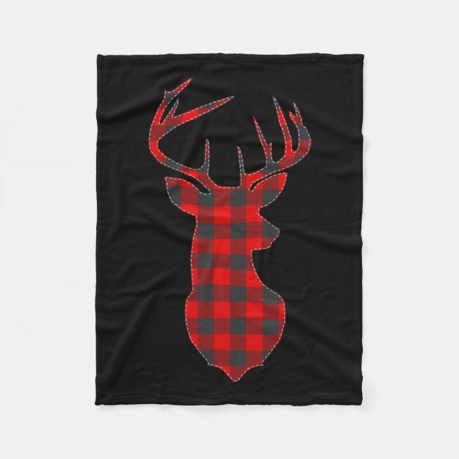 Cobertor De Velo Deer Xadrez Red Reindeer Buck Natal (Frente)