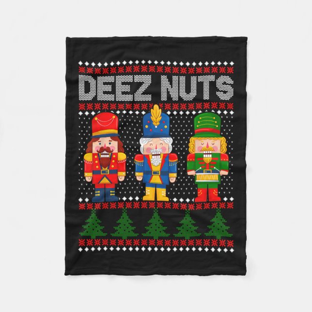 Cobertor De Velo Deez Loucos Nutcracker Divertir-se Feio Natal (Frente)