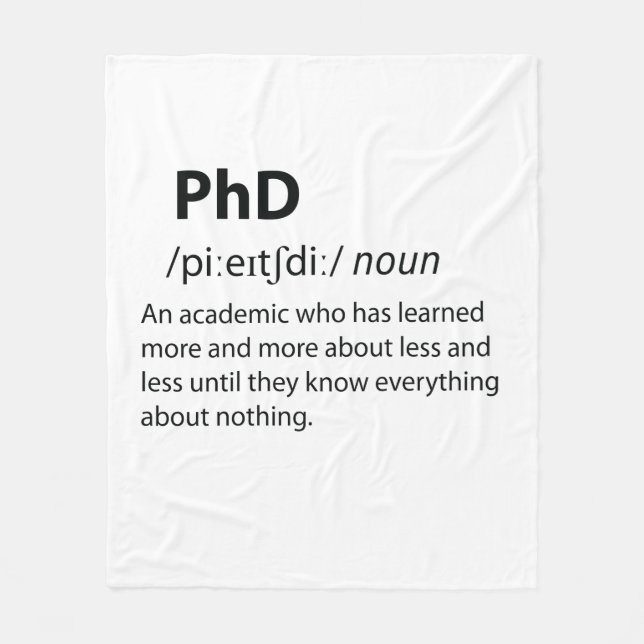 Cobertor De Velo Definição de Dicionário Engraçado PhD (Frente)