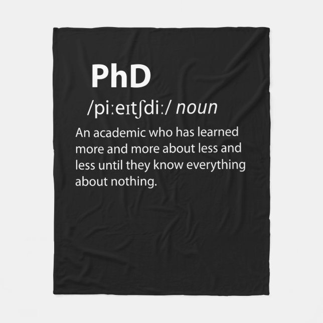 Cobertor De Velo Definição de Dicionário Engraçado PhD (Frente)