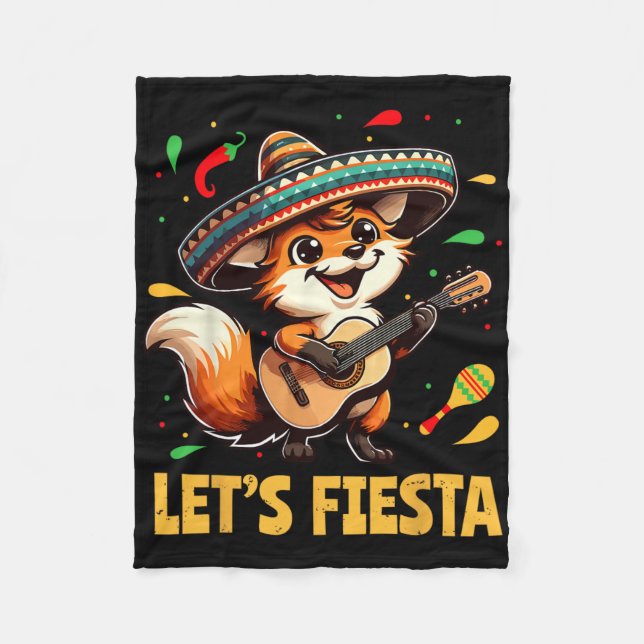 Cobertor De Velo Deixe Fiesta Fox Sombrero Cinco De Mayo Kid Mexica (Frente)