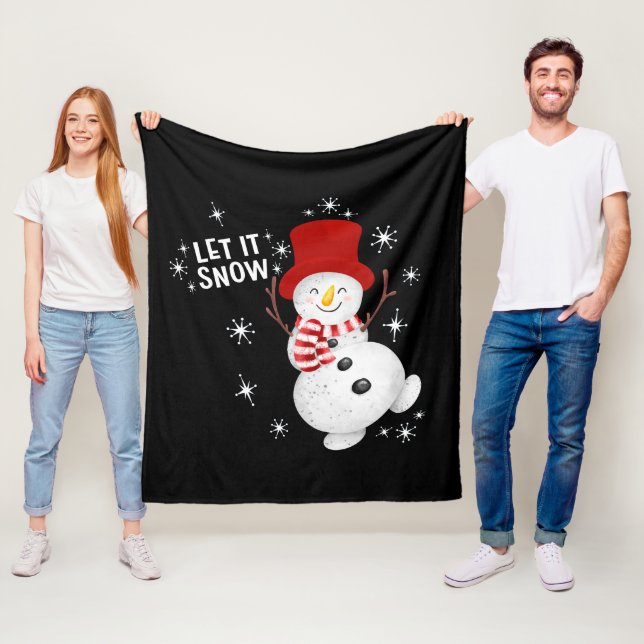 Cobertor De Velo Deixe-o nevar Snowman Fleece Blanket (In Situ)