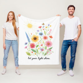 Cobertor De Velo Deixe sua luz brilhar flores e sol