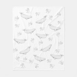 Cobertor De Velo Delicar Baleias Beluga E Ilustração De Erva Marinh
