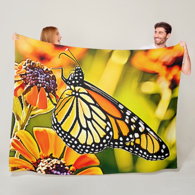 Cobertor De Velo Delicate Monarch Butterfly Bloom Design (In Situ)