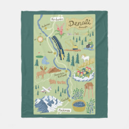 Cobertor De Velo Denali Borough Map Fleece Blanket