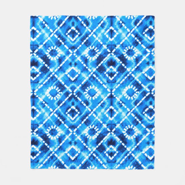 Cobertor De Velo Denim blue tie die texture repeat modern pattern (Frente)