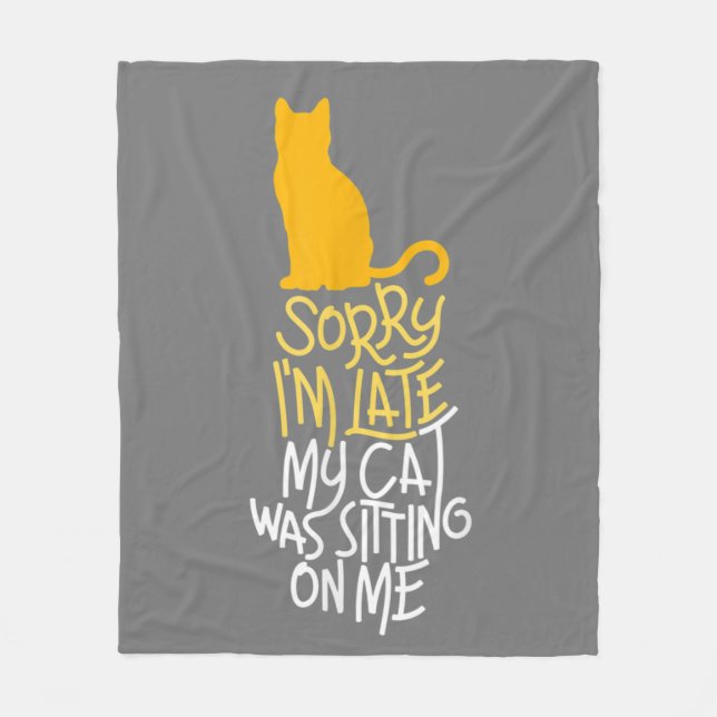 Cobertor De Velo Desculpe, estou atrasado, meu gato estava sentado  (Frente)