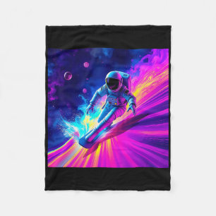 Cobertor De Velo Desenho Astronauta Surfando Onda de Arco-íris Cósm