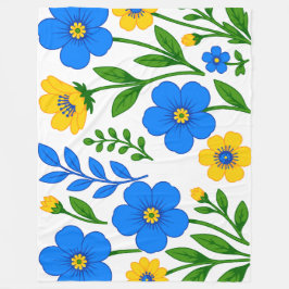 Cobertor De Velo Desenho Botânico Floral Azul e Amarelo