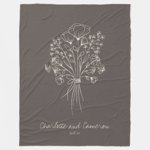 Cobertor De Velo Desenho de Arte de Linha de Flor Boho Personalizad