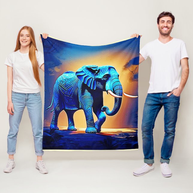 Cobertor De Velo Desenho de Elefante Azul Radiante  (In Situ)