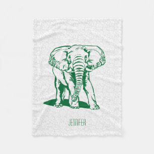 Cobertor De Velo Desenho de Linha de Elefante Verde Caçador de Cuta