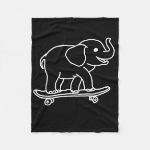 Cobertor De Velo Desenho de Linha do Contorno do Elefante no Skate