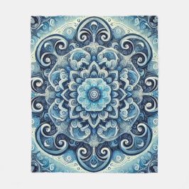 Cobertor De Velo Desenho de Mandala com Gradiente Azul 2