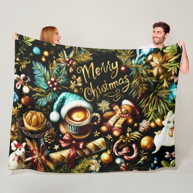 Cobertor De Velo Desenho de Pastel de um Whimsical de Natal (In Situ)