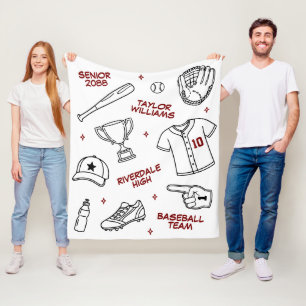 Cobertor De Velo Desenho de Rabisco de Beisebol Cor Personalizada N
