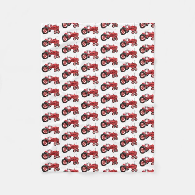 Cobertor De Velo Desenho de trator vermelho antigo (Frente)