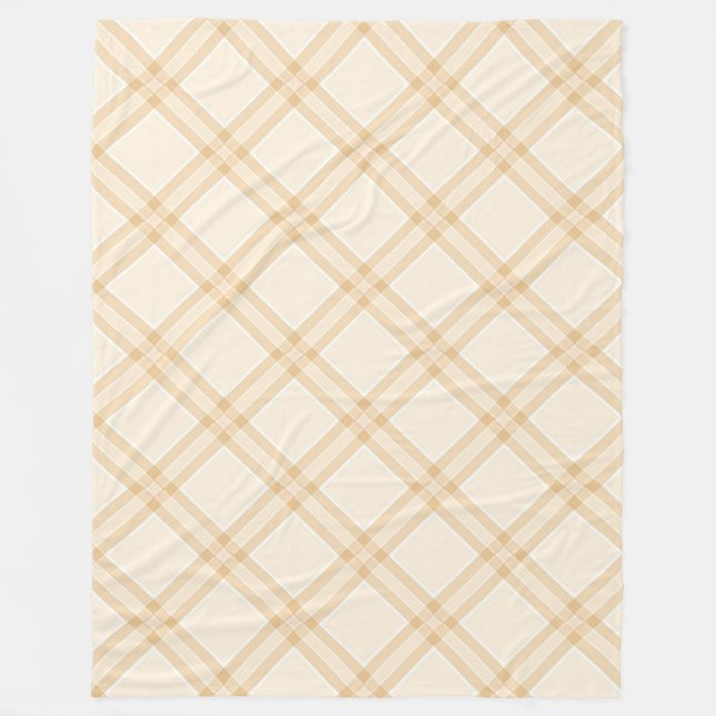 Cobertor De Velo Desenho de Xadrez Diagonal Bege Branco Baço (Frente)