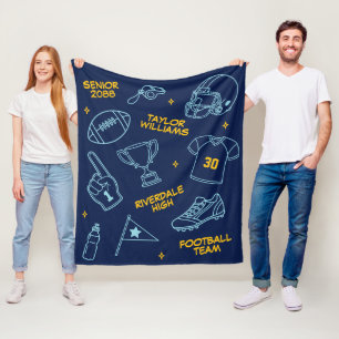 Cobertor De Velo Desenho Doodle de Futebol Sênior Cor Personalizada