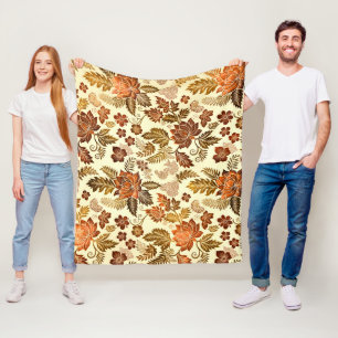 Cobertor De Velo Desenho Floral Heritage Cobre Dourado Quente