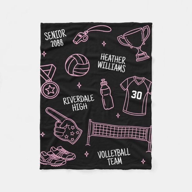 Cobertor De Velo Desenho Fofo de Volei em Cor Personalizada (Frente)