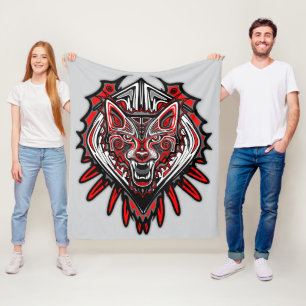 Cobertor De Velo Desenho Totêmico Tribal Haida de Lobo