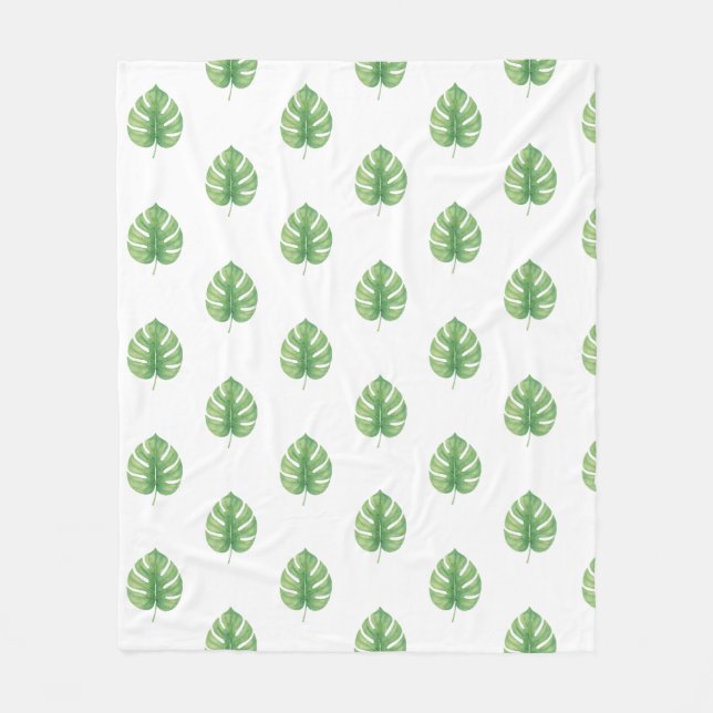 Cobertor De Velo Desenho Verde de Folha de Monstera.  (Frente)