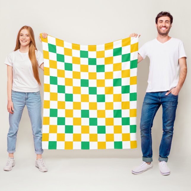 Cobertor De Velo Desenho Xadrez Amarelo Branco Verde (In Situ)
