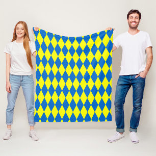 Cobertor De Velo Desenho Xadrez Arlequim Amarelo Azul