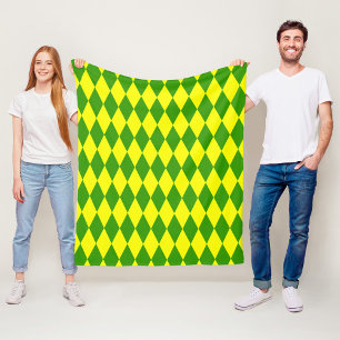Cobertor De Velo Desenho Xadrez Arlequim Amarelo Verde 