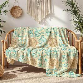 Cobertor De Velo Desert Dream Vintage Sand & Turquoise Blooms