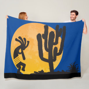 Cobertor De Velo Desert Petroglicph Kokopelli Fleece Blanket