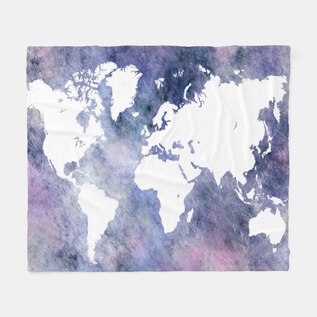 Cobertor De Velo Design 65 mapa do mundo azul (Frente (Horizontal))