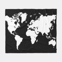 Cobertor De Velo Design 69 mapa preto do mundo branco