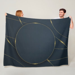 Cobertor De Velo Design Abstrato de Círculo Dourado Azul Escuro de 