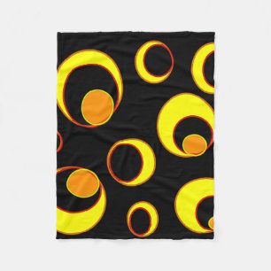 Cobertor De Velo Design abstrato moderno, círculos amarelos em pret