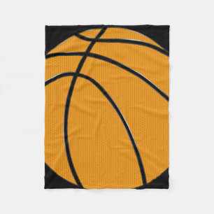 Cobertor De Velo Design alaranjado do basquetebol com fundo preto