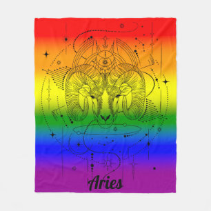 Cobertor De Velo Design Áries Zodíaco Orgulho LGBTQ Arco-íris
