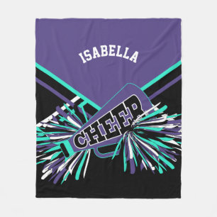 Cobertor De Velo Design Cheerleader Roxo, Teal, Preto e Branco