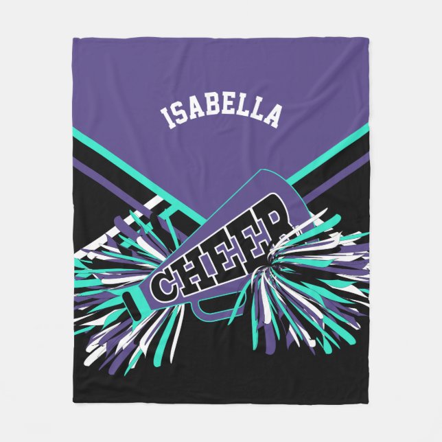 Cobertor De Velo Design Cheerleader Roxo, Teal, Preto e Branco (Frente)