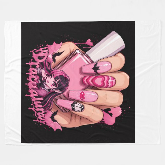 Cobertor De Velo Design de Arte de Unhas Kawaii Gótico Rosa (Frente (Horizontal))