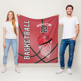 Cobertor De Velo Design de basquete 🏀 Esporte em Vermelho