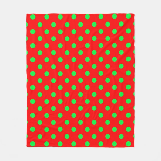 Cobertor De Velo Design de Bolinhas Verde em Fundo Vermelho (Frente)